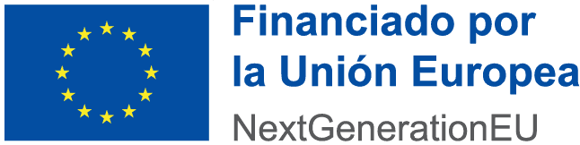 Bandera de la Unión Europea con el texto «Financiado por la Unión Europea NextGenerationEU», que indica la financiación de la UE procedente del programa NextGenerationEU.